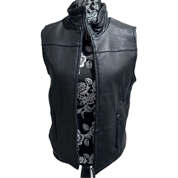 Brandon Thomas Leather Vest Front Zip Unisex Black Size Medium - Picture 1 of 8